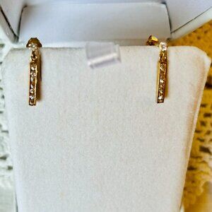 14 K Gold Baguette Earrings with CZ